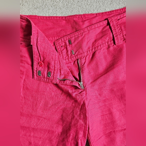 J. Crew Wide Leg Gaucho Cropped Pants, Coral, Linen Blend, Sz 6 - Picture 9 of 9